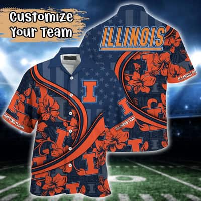 NCAA Illinois Fighting Illini Hawaiian Shirt Custom Hibiscus Bloom Gift For Dad