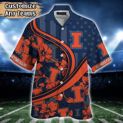 NCAA Illinois Fighting Illini Hawaiian Shirt Custom Hibiscus Bloom Gift For Dad
