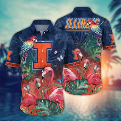 NCAA Illinois Fighting Illini Hawaiian Shirt Tropical Flora And Fauna Gift For Best Friend