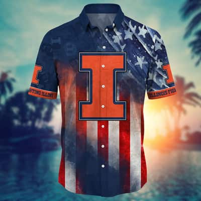 NCAA Illinois Fighting Illini Hawaiian Shirt Happy 4th Of July Gift For Best Friend