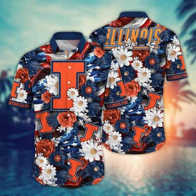 NCAA Illinois Fighting Illini Hawaiian Shirt Abstract Bloom Gift For Best Friend