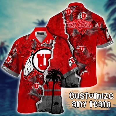 Vintage Aloha NCAA Utah Utes Hawaiian Shirt Custom Name Cool Gift For Dad