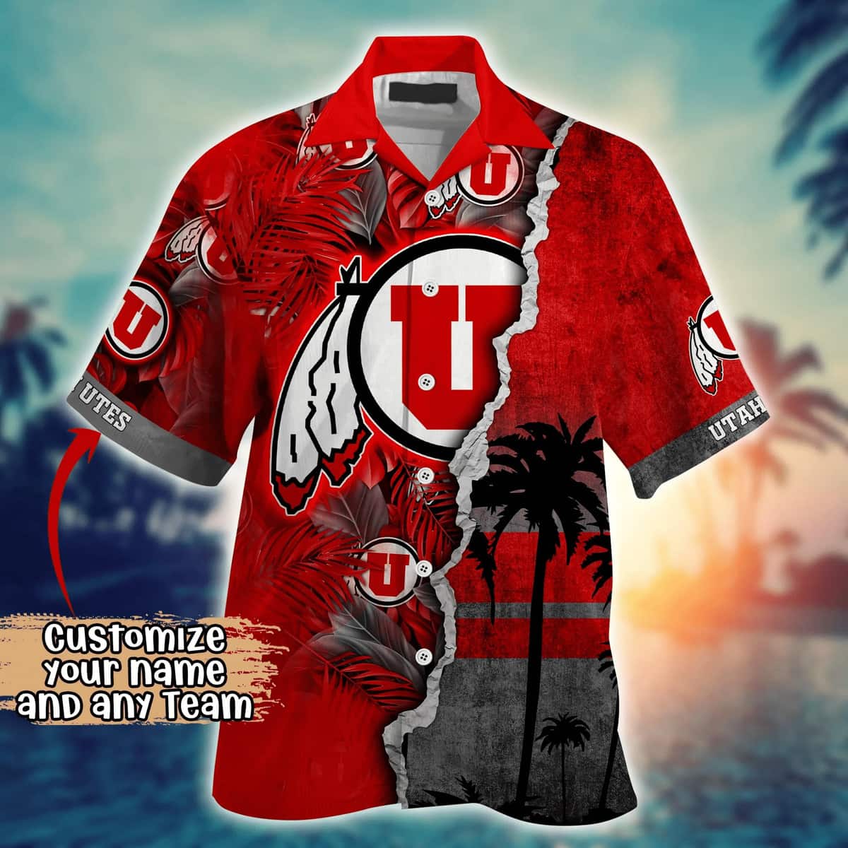 Vintage Aloha NCAA Utah Utes Hawaiian Shirt Custom Name Cool Gift For Dad