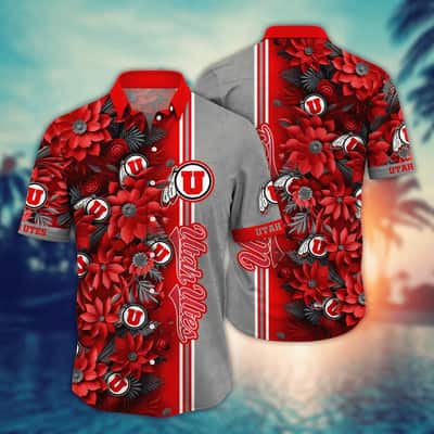 Floral Aloha NCAA Utah Utes Hawaiian Shirt Practical Beach Gift For Boyfriend