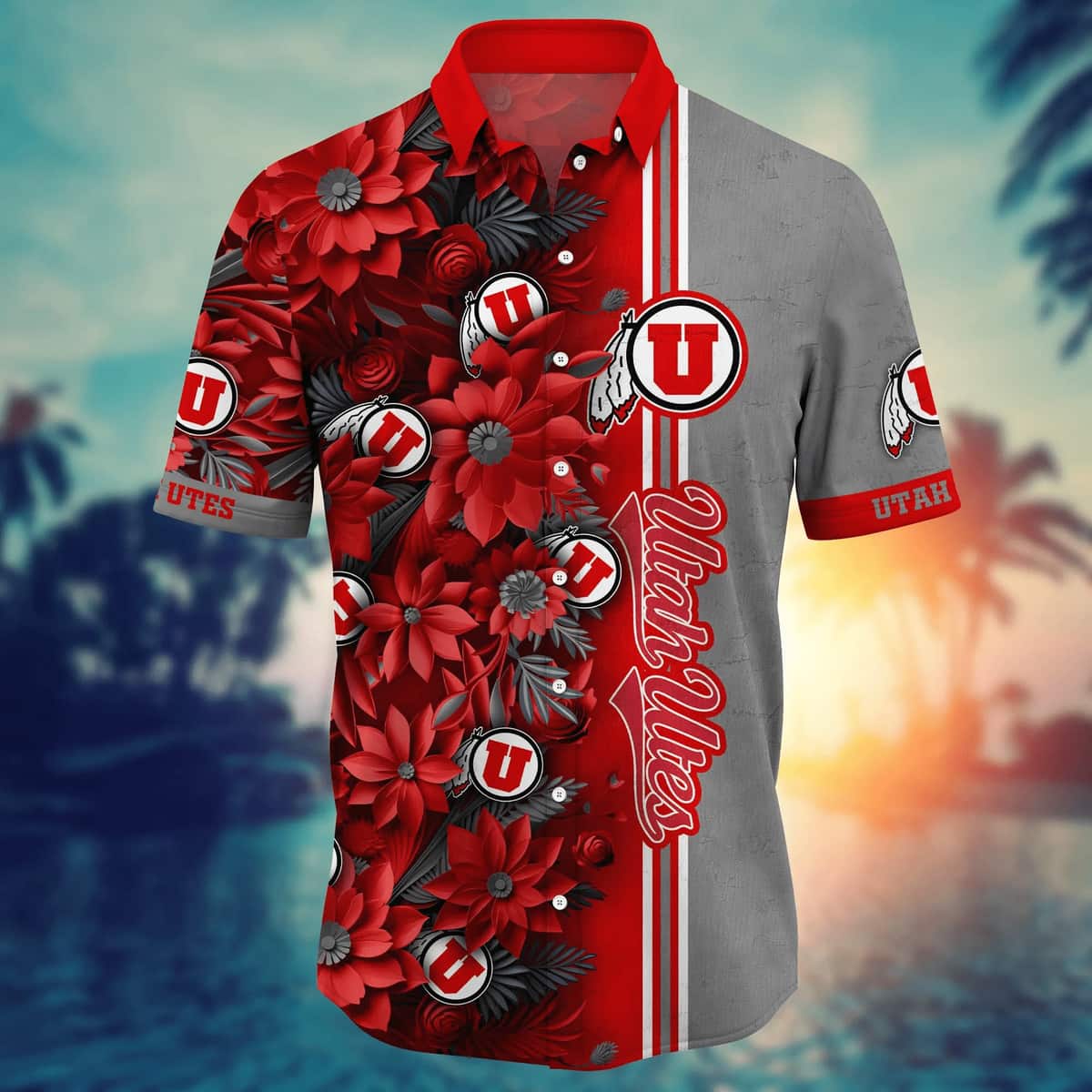 Floral Aloha NCAA Utah Utes Hawaiian Shirt Practical Beach Gift For Boyfriend