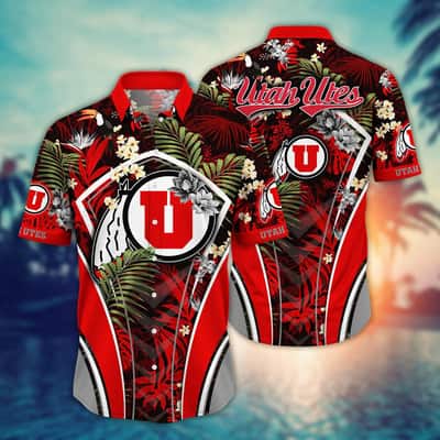 NCAA Utah Utes Hawaiian Shirt Tropical Palm Leaves Beach Gift For Boyfriend