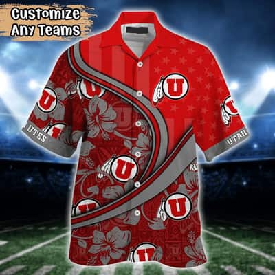Special Aloha NCAA Utah Utes Hawaiian Shirt US Flag Custom Name Best Gift For Friend