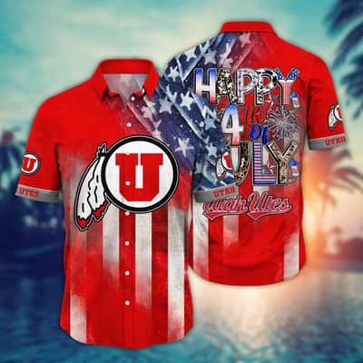NCAA Utah Utes Hawaiian Shirt Independence Day Happy 4th Of July Gift For Friend