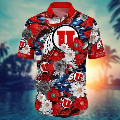 Floral Aloha NCAA Utah Utes Hawaiian Shirt Independence Day Gift For Dad