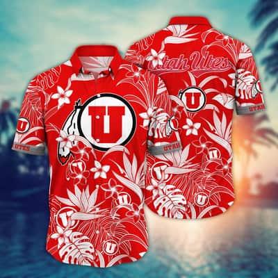 NCAA Utah Utes Hawaiian Shirt Tropical Plant Gift For Beach Lovers