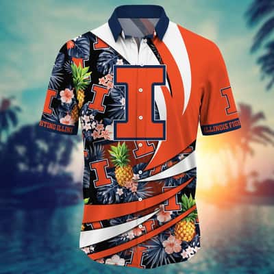 NCAA Illinois Fighting Illini Hawaiian Shirt Pineapple Aloha Gift For Dad