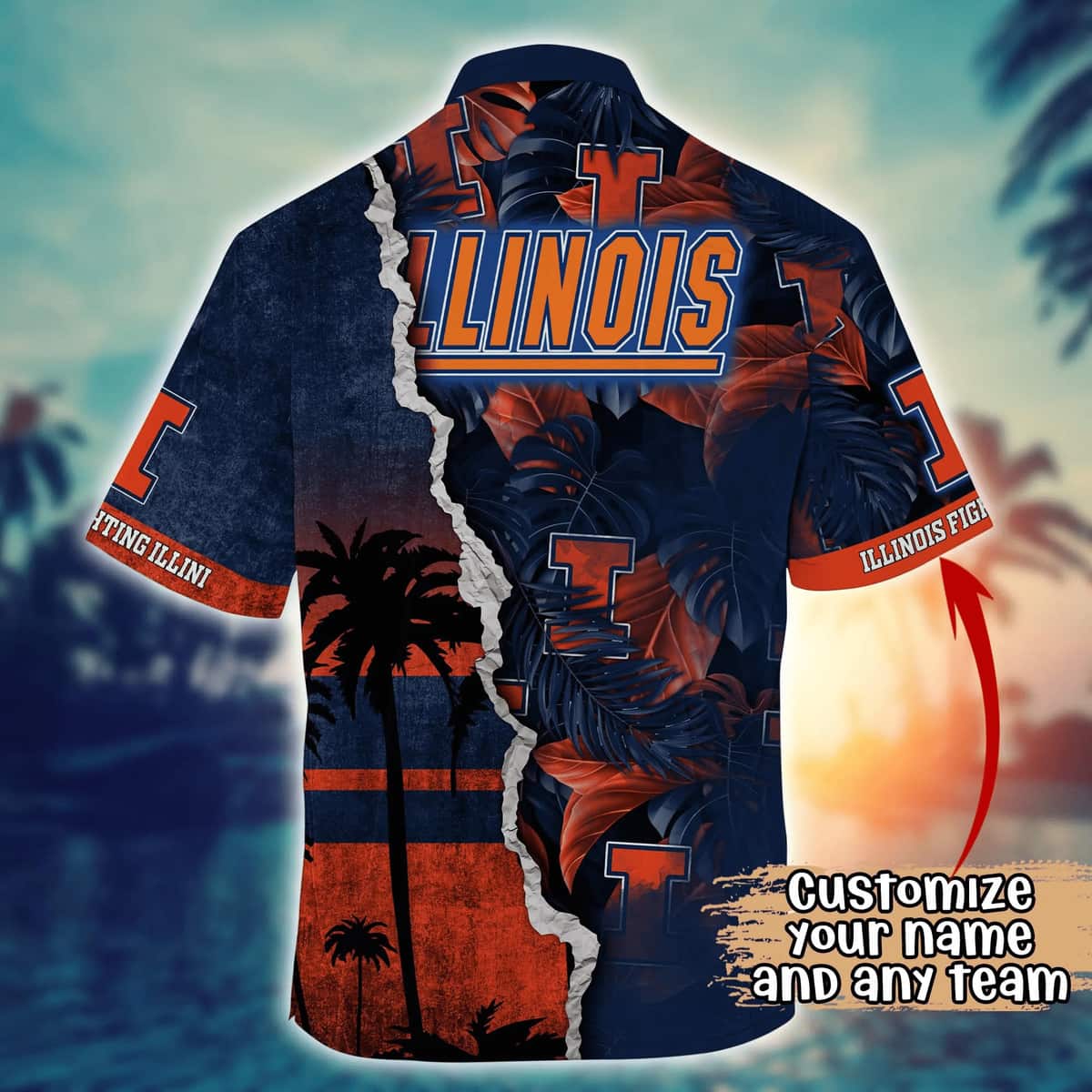 NCAA Illinois Fighting Illini Hawaiian Shirt Customize Sunset View Gift For Best Friend