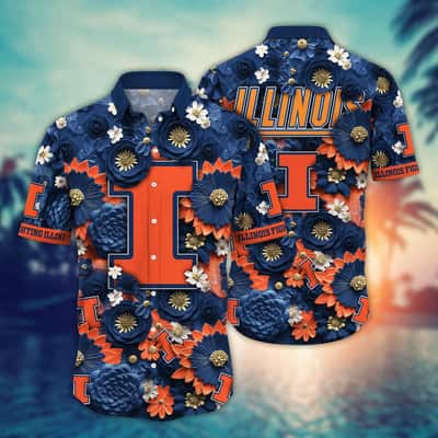 Aloha Flora NCAA Illinois Fighting Illini Hawaiian Shirt Gift For Boyfriend