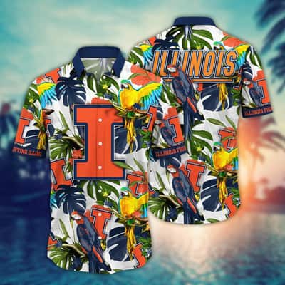NCAA Illinois Fighting Illini Hawaiian Shirt Aloha Flora And Fauna Gift For Mom