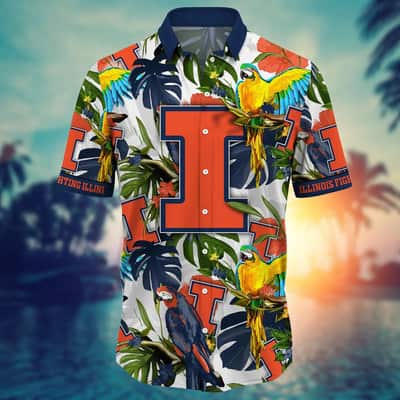 NCAA Illinois Fighting Illini Hawaiian Shirt Aloha Flora And Fauna Gift For Mom