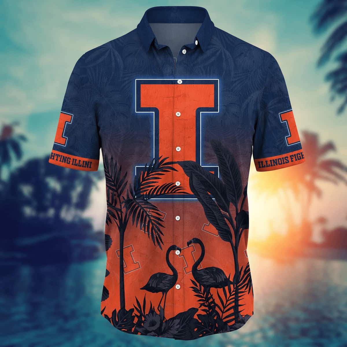 Tropical Aloha NCAA Illinois Fighting Illini Hawaiian Shirt Gift For New Dad