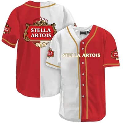White And Red Stella Artois Baseball Jersey Best Gift For New Dad