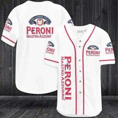 White Peroni Baseball Jersey Nastro Azzurro Gift For New Dad