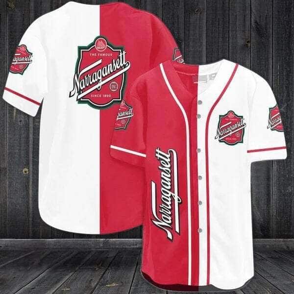 White And Red Narragansett Baseball Jersey Cool Gift For Dad