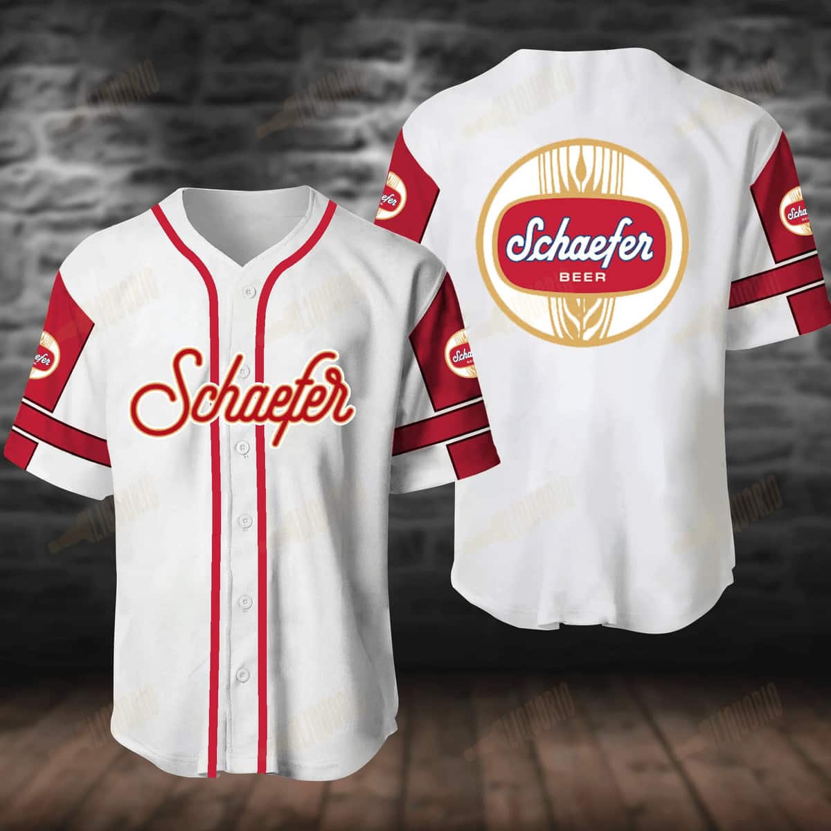 White Schaefer Baseball Jersey Gift For Beer Drinkers