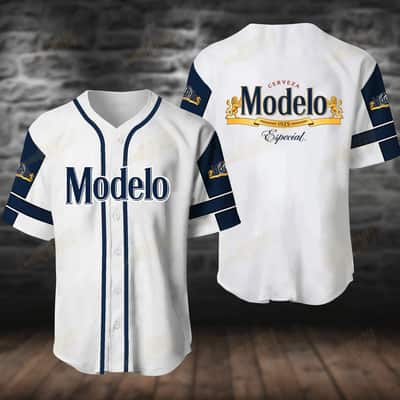 White Cerveza Modelo Baseball Jersey Especial Gift For Beer Drinkers
