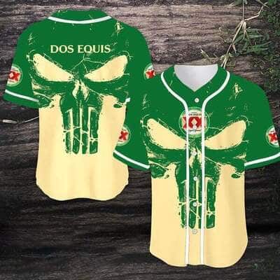 Retro Dos Equis Baseball Jersey Cool Skull Gift For Beer Drinkers