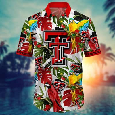 NCAA Texas Tech Red Raiders Hawaiian Shirt Birds And Palm Leaves Best Gift For Dad