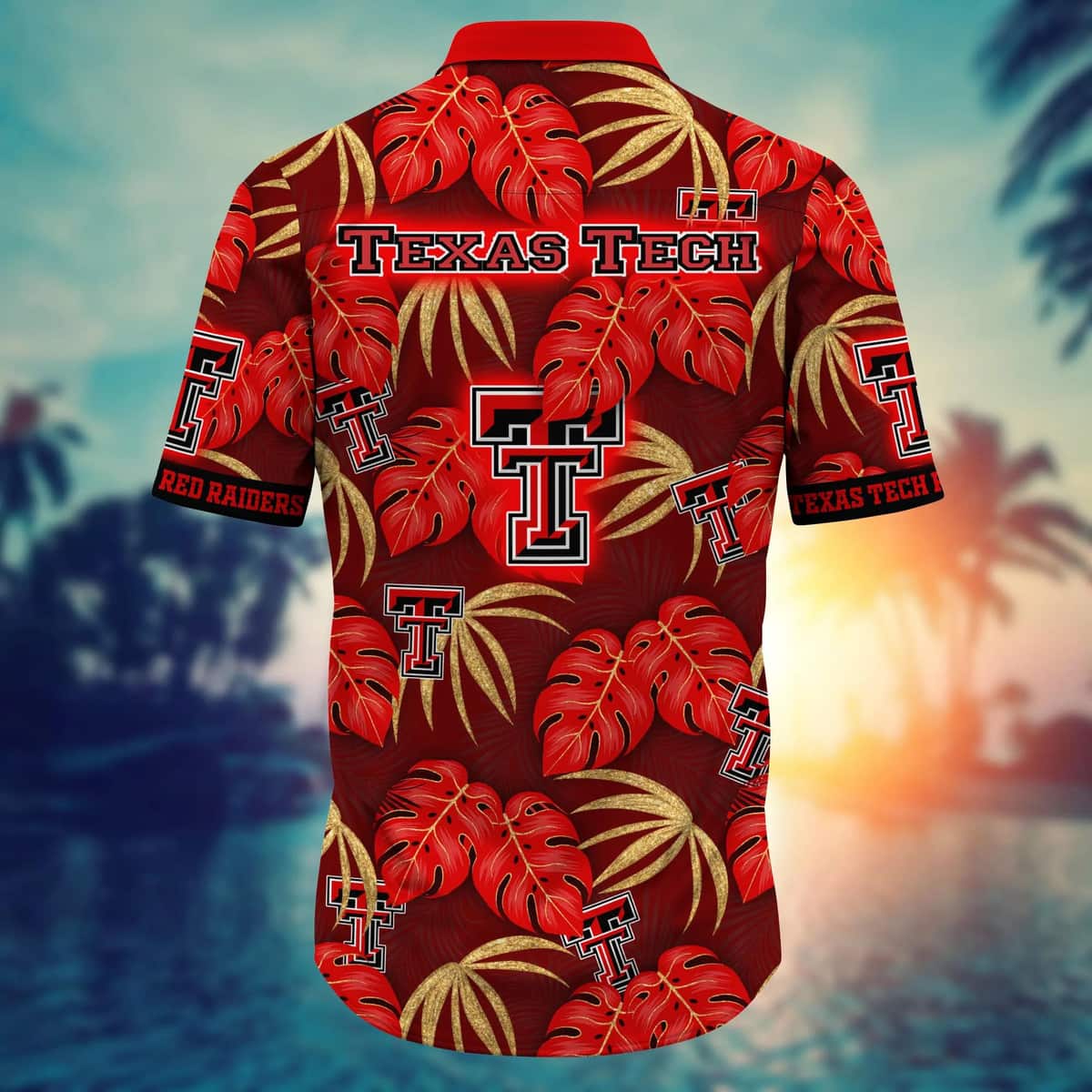 Red Aloha NCAA Texas Tech Red Raiders Hawaiian Shirt Palm Leaves Best Gift For Dad