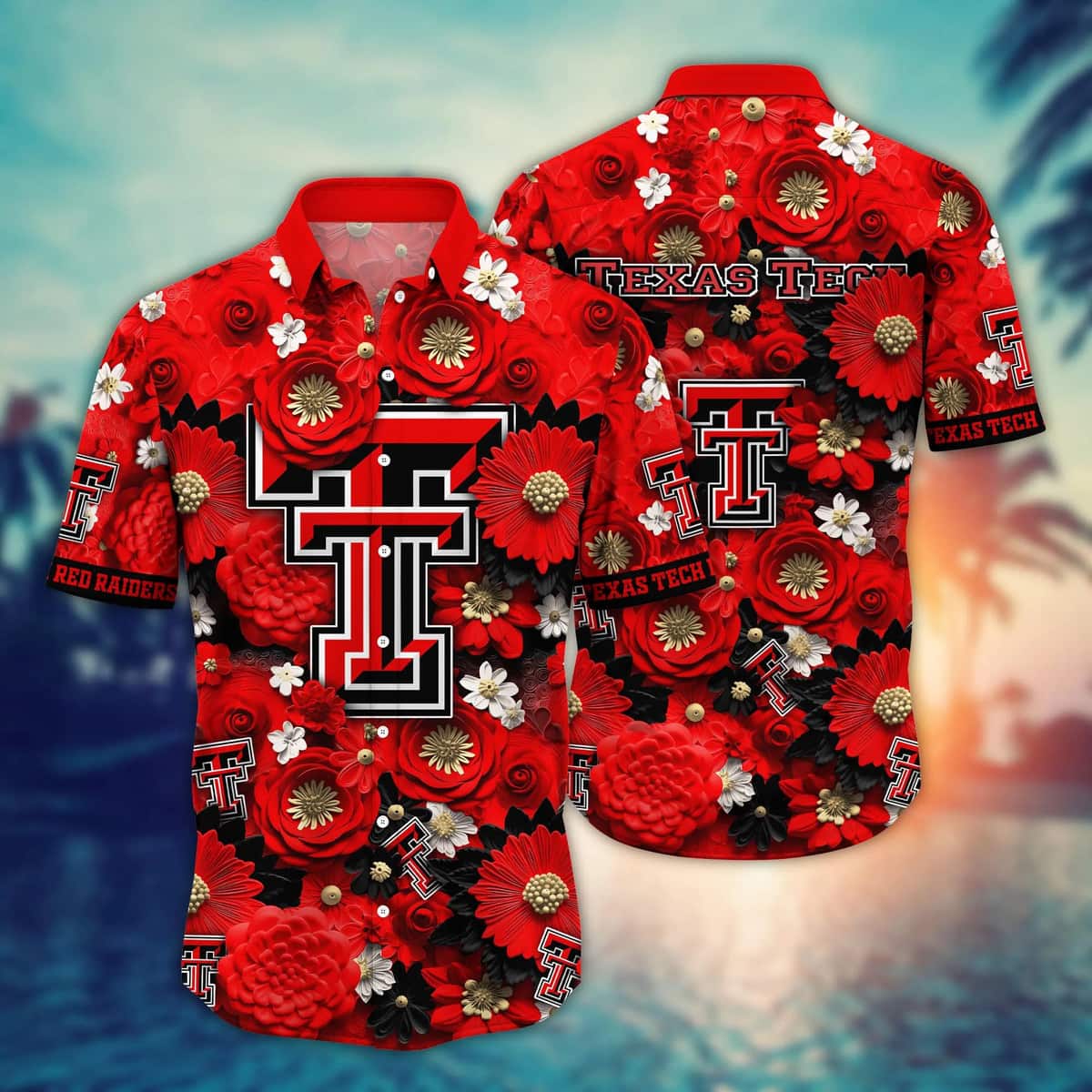NCAA Texas Tech Red Raiders Hawaiian Shirt Abstract Flower Gift For Great Grandma
