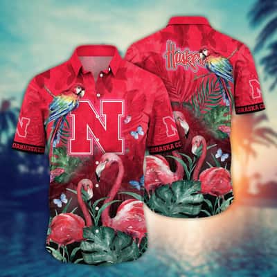 Nebraska Cornhuskers NCAA Hawaiian Shirt Tropical Flora And Fauna Gift For Boyfriend