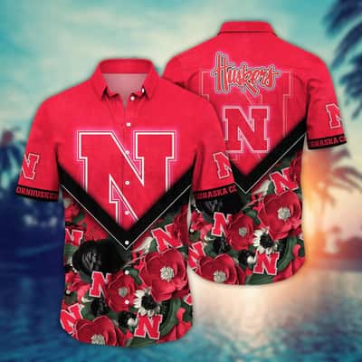 NCAA Nebraska Cornhuskers Hawaiian Shirt Abstract Flora Cool Gift For Dad