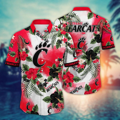 Cincinnati Bearcats NCAA Hawaiian Shirt Hibiscus Flowers Best Gift For Older Dad