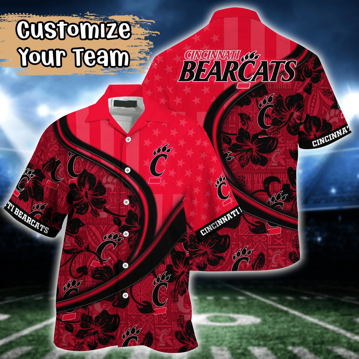 NCAA Cincinnati Bearcats Hawaiian Shirt Customize Name Gift For Great Dad