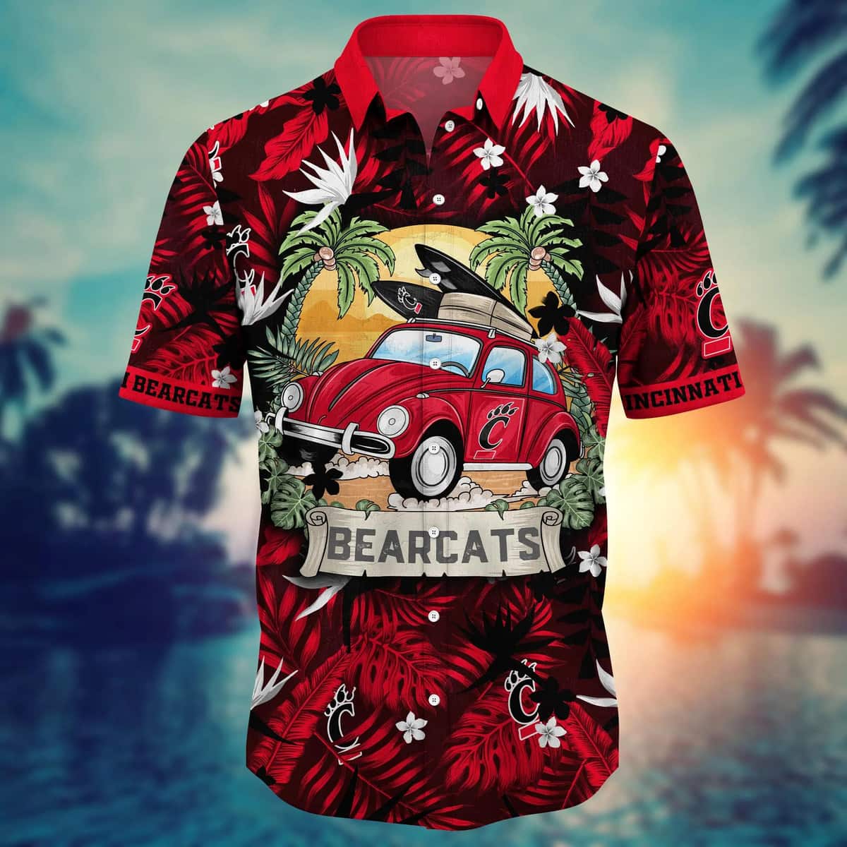 Stylish Aloha NCAA Cincinnati Bearcats Hawaiian Shirt Palm Leaves Gift For Family
