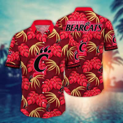Red Aloha NCAA Cincinnati Bearcats Hawaiian Shirt Palm Leaves Gift For Family