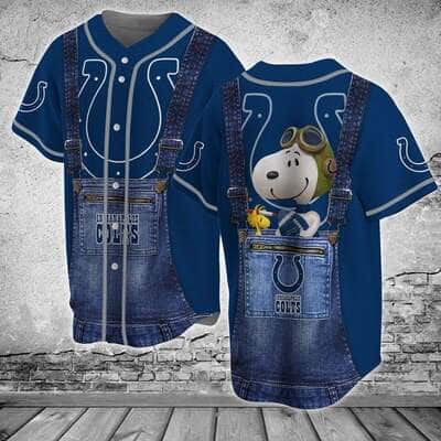 Blue NFL Indianapolis Colts Baseball Jersey Snoopy Pliot Gift For Boyfriend