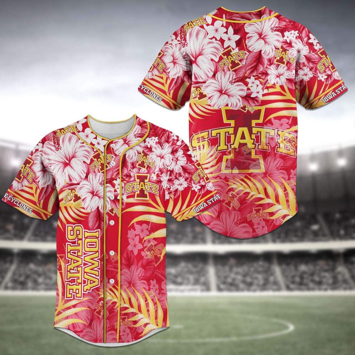 Aloha MLB Iowa State Cyclones Baseball Jersey Tropical Flower Gift For Dad Who Has Everything