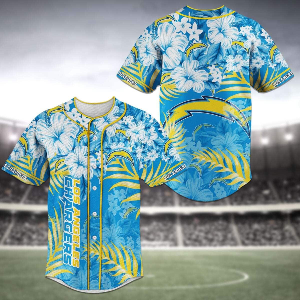 Aloha NFL Los Angeles Chargers Baseball Jersey Tropical Flower Gift For Summer