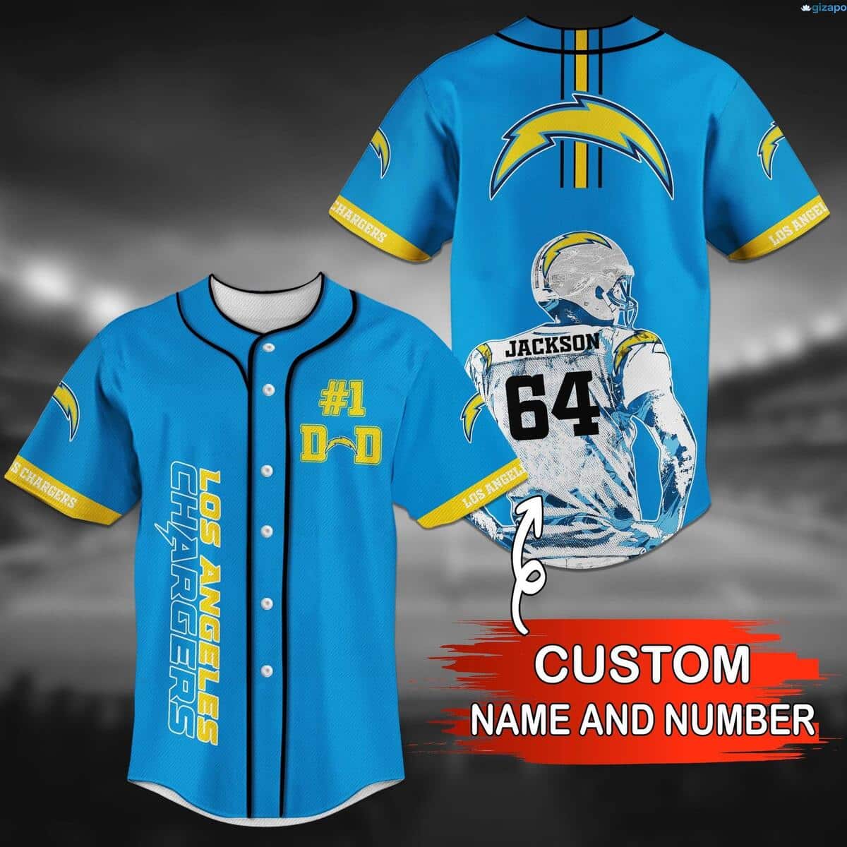 Blue NFL Los Angeles Chargers Baseball Jersey Custom Name And Number Gift For Friends