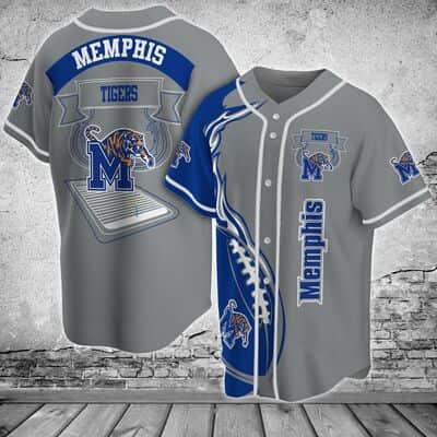 Grey NFL Memphis Tigers Baseball Jersey Football Fire Gift For Friends