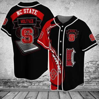 Black NCAA NC State Wolfpack Baseball Jersey Flaming Ball Gift For Cool Dad