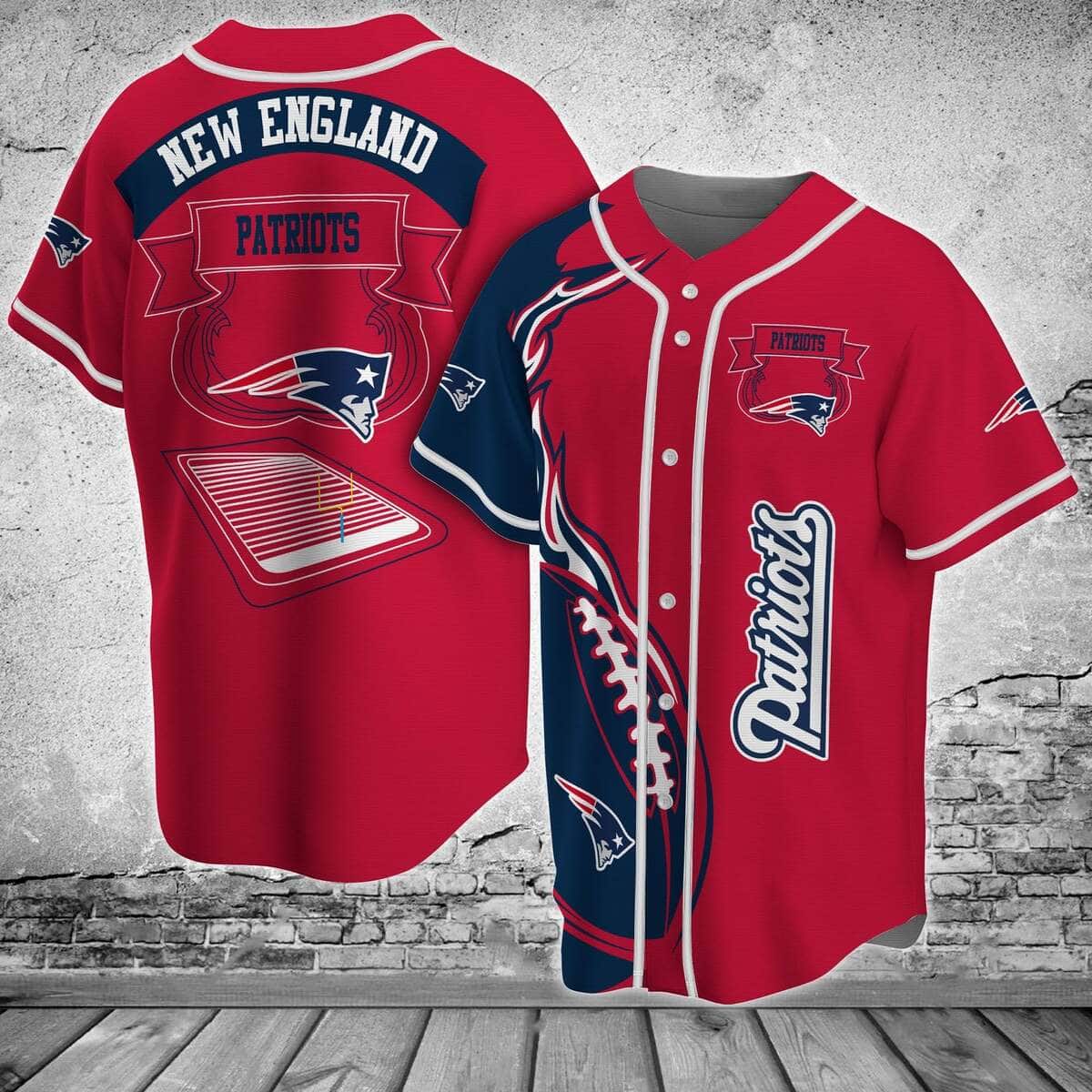 Red NFL New England Patriots Baseball Jersey Gift For Her