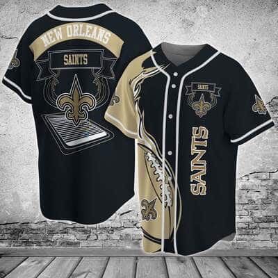 Black NFL New Orleans Saints Baseball Jersey Best Gift For Football Lovers