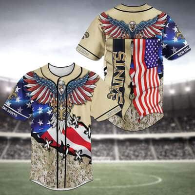 Awesome NFL New Orleans Saints Baseball Jersey Eagles And US Flag Gift For Friendship