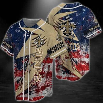 Retro NFL New Orleans Saints Baseball Jersey US Flag Gift For Sporty Dad