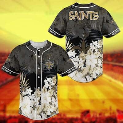 Aloha NFL New Orleans Saints Baseball Jersey Tropical Flower Gift For Dad