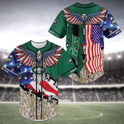 Awesome NFL New York Jets Baseball Jersey Eagles And US Flag Gift For Sports Dad
