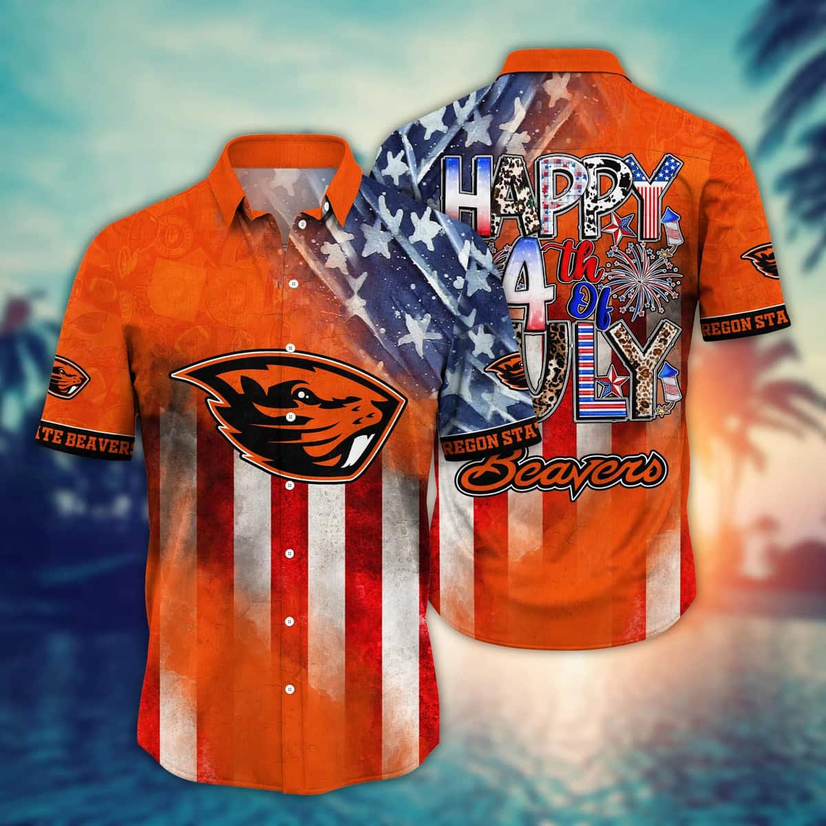NCAA Oregon State Beavers Hawaiian Shirt Independence Day Happy 4th Of July Gift For Great Dad