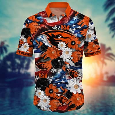 Colorful NCAA Oregon State Beavers Hawaiian Shirt Independence Day Gift For Family