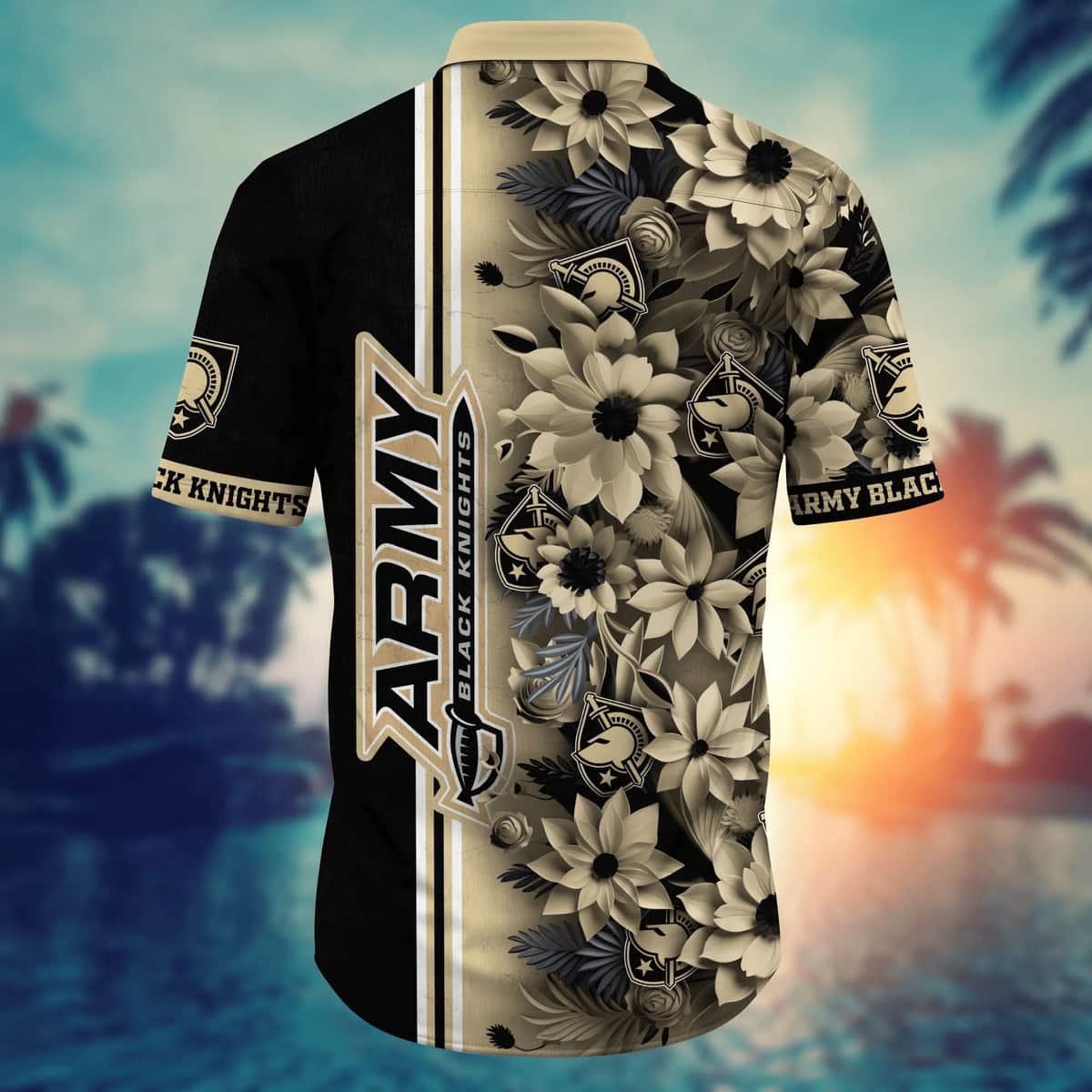 Floral Aloha NCAA Army Black Knights Hawaiian Shirt Beach Gift For New Dad